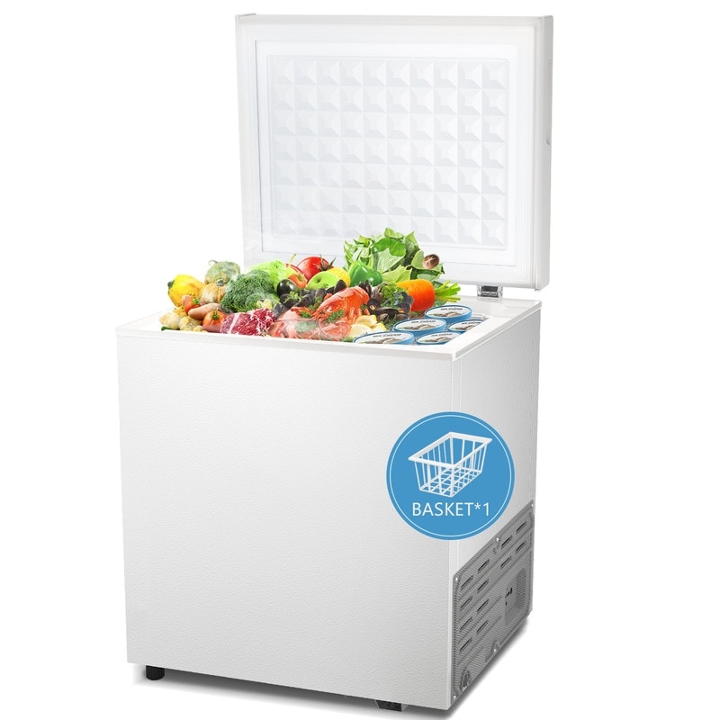 Congélateur coffre de 1,8 pi³ avec panier amovible, vidange par le bas, thermostat à 7 niveaux, conception autoportante pour la maison et l'appartement