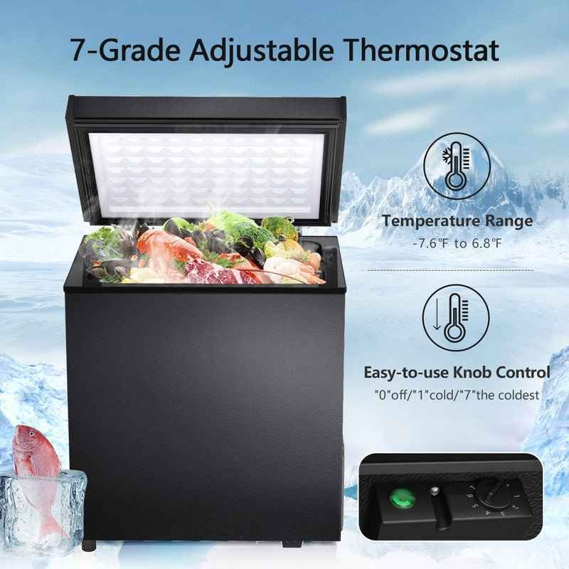 Congélateur coffre de 1,8 pi³ avec panier amovible, vidange par le bas, thermostat à 7 niveaux, conception autoportante pour la maison et l'appartement