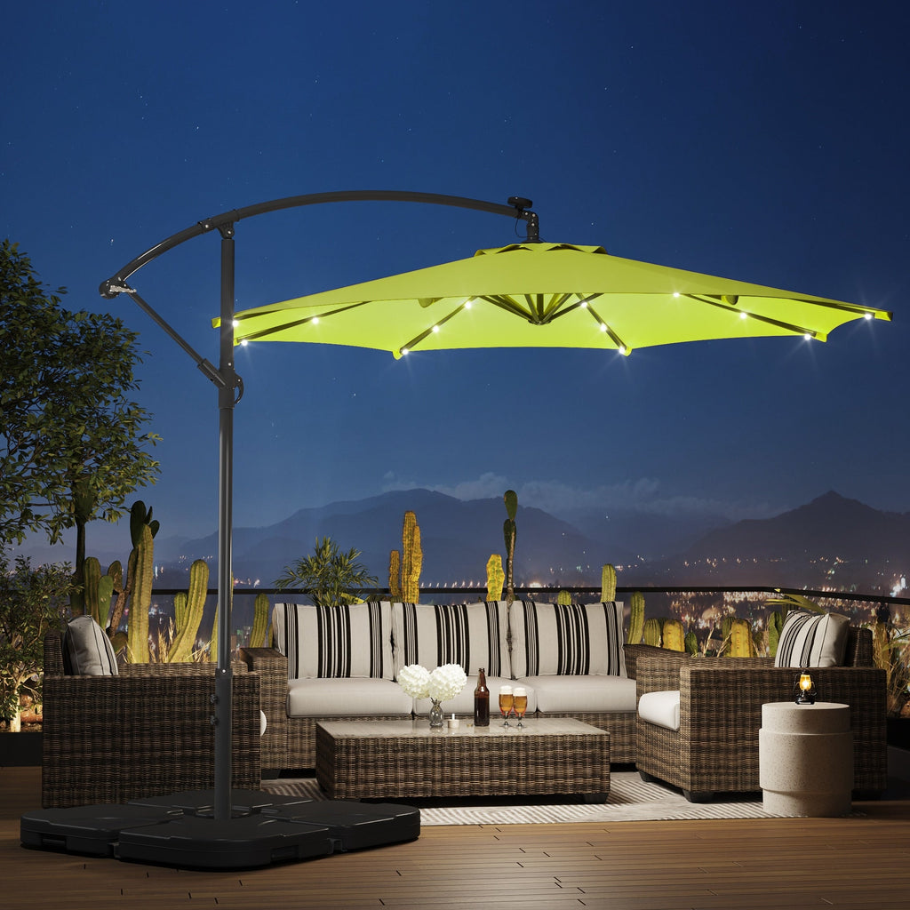 Parasol de terrasse lumineux à énergie solaire de 3 m avec pied