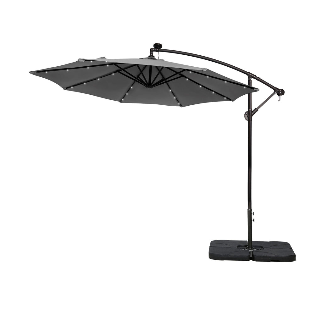 Parasol de terrasse lumineux à énergie solaire de 3 m avec pied