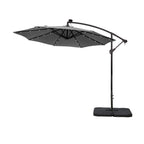 Parasol de terrasse lumineux à énergie solaire de 3 m avec pied