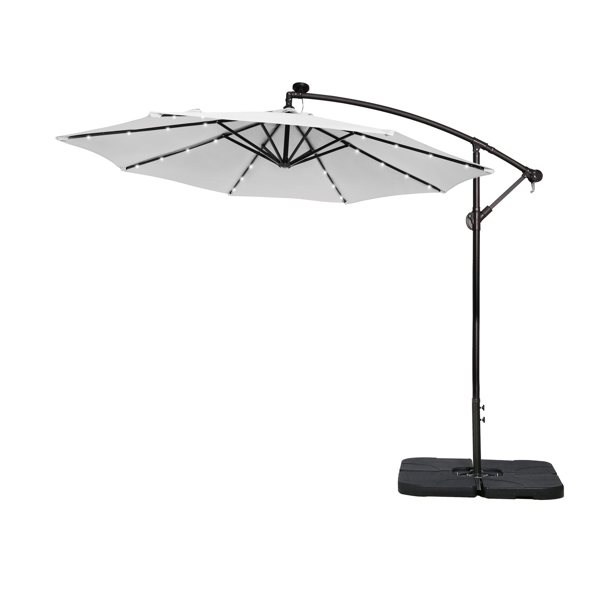 Parasol de terrasse lumineux à énergie solaire de 3 m avec pied
