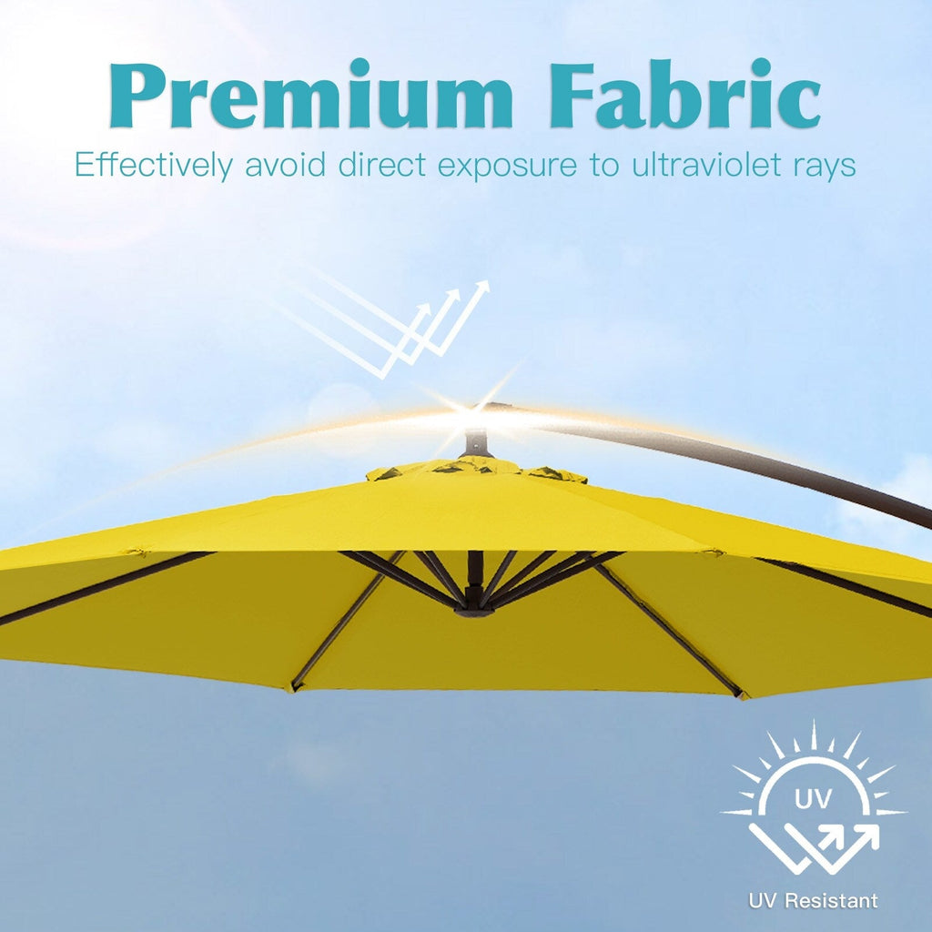 Parasol déporté à manivelle en acier de 3 m avec base lestée