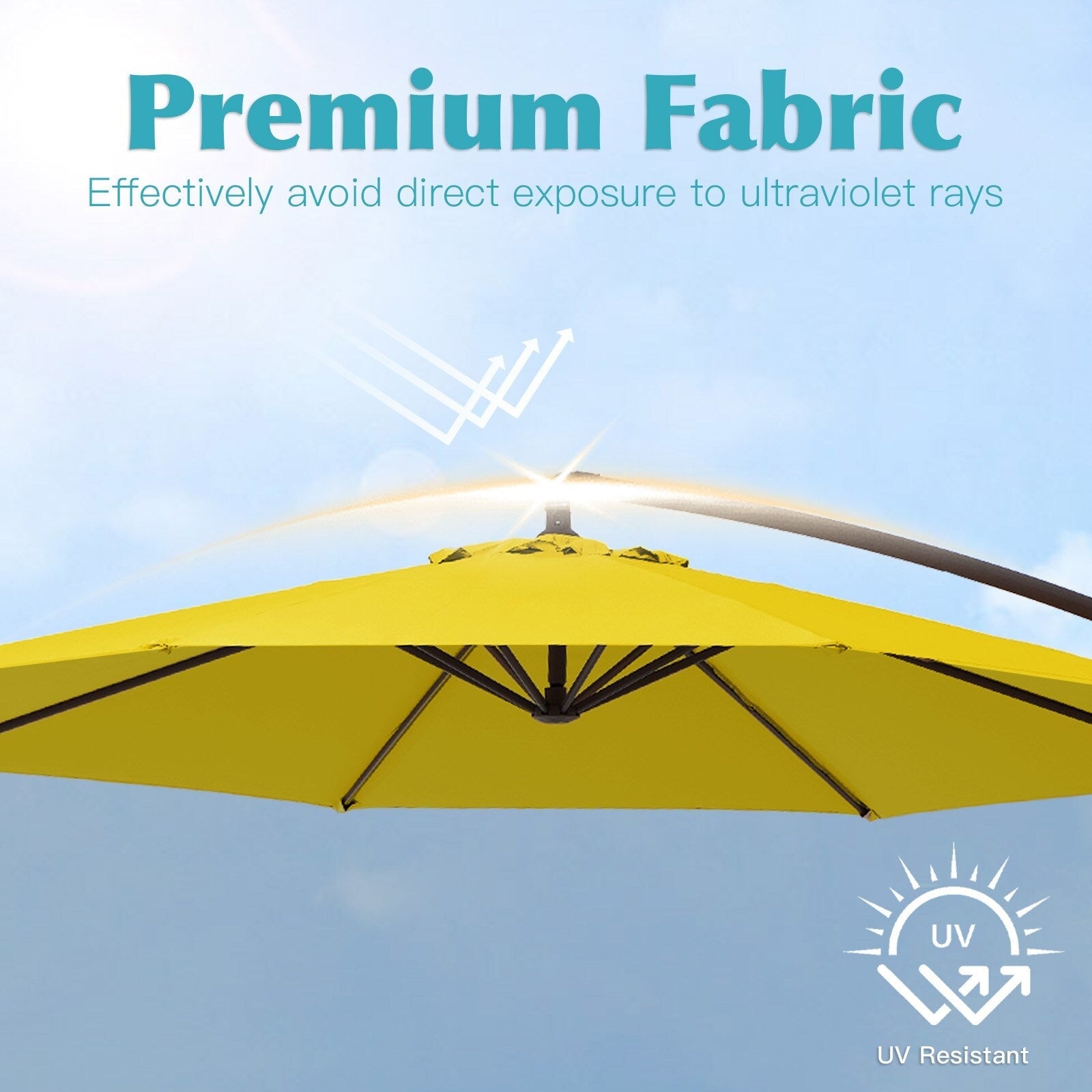 Parasol déporté à manivelle en acier de 3 m avec base lestée