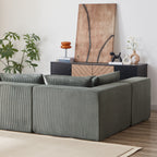 Canapé d'angle modulaire en velours côtelé de 264 cm (104 pouces), ensemble de canapés au sol, canapé compressé rempli de mousse, combinaison libre de 4 pièces