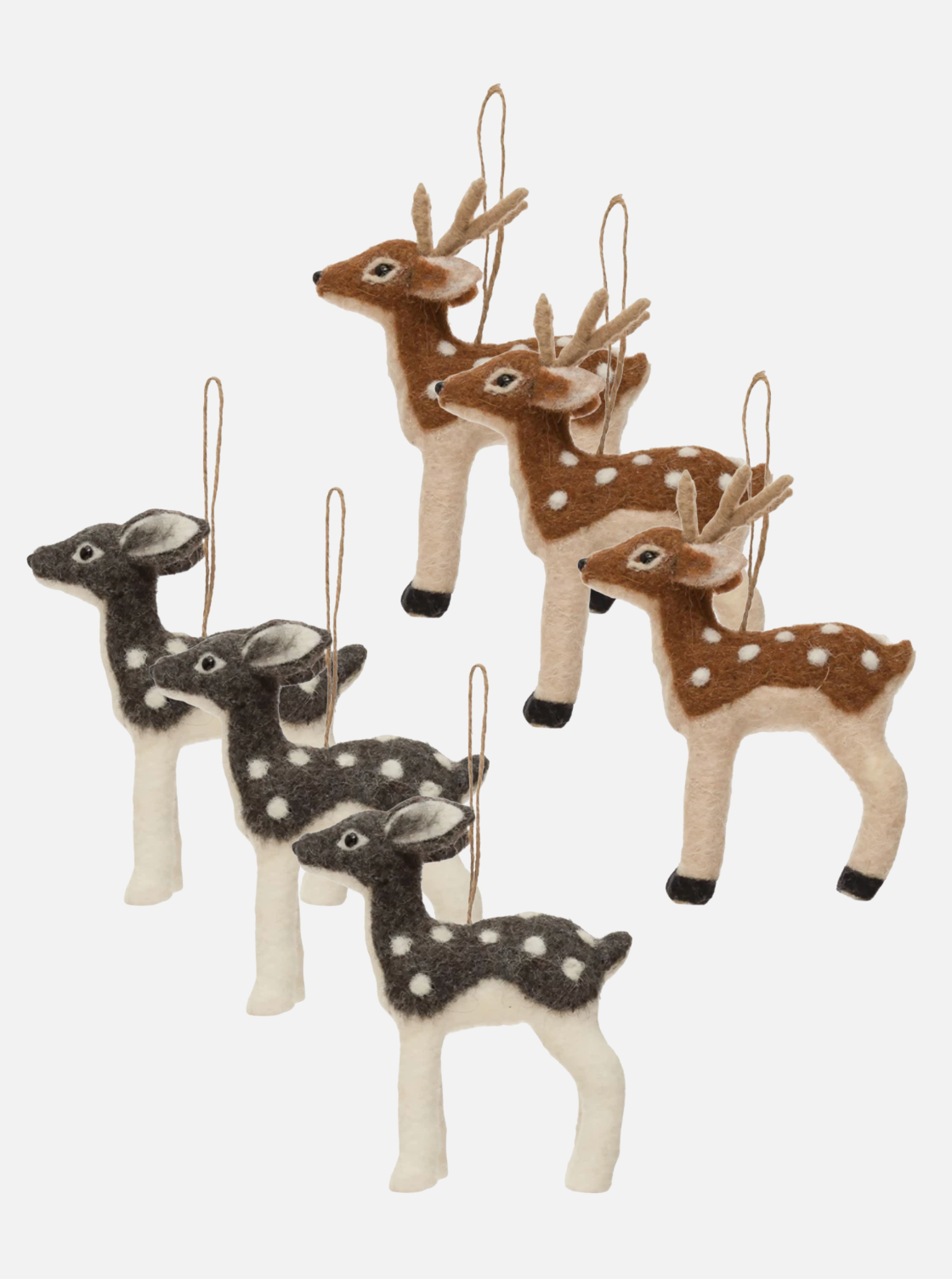 Ornements de cerfs en feutre