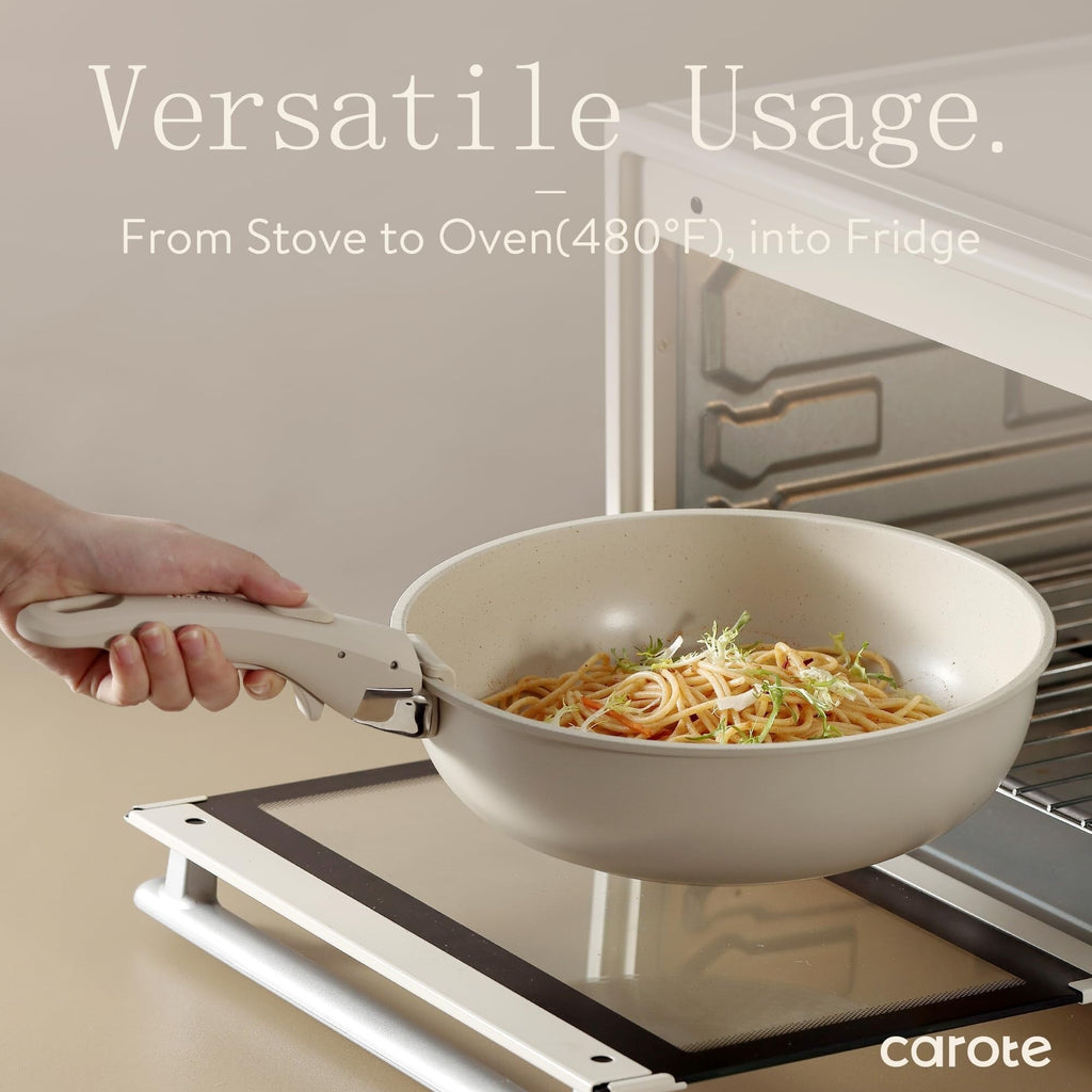 Ensemble de 11 pièces de casseroles et poêles, batterie de cuisine antiadhésive avec poignée amovible, compatible induction