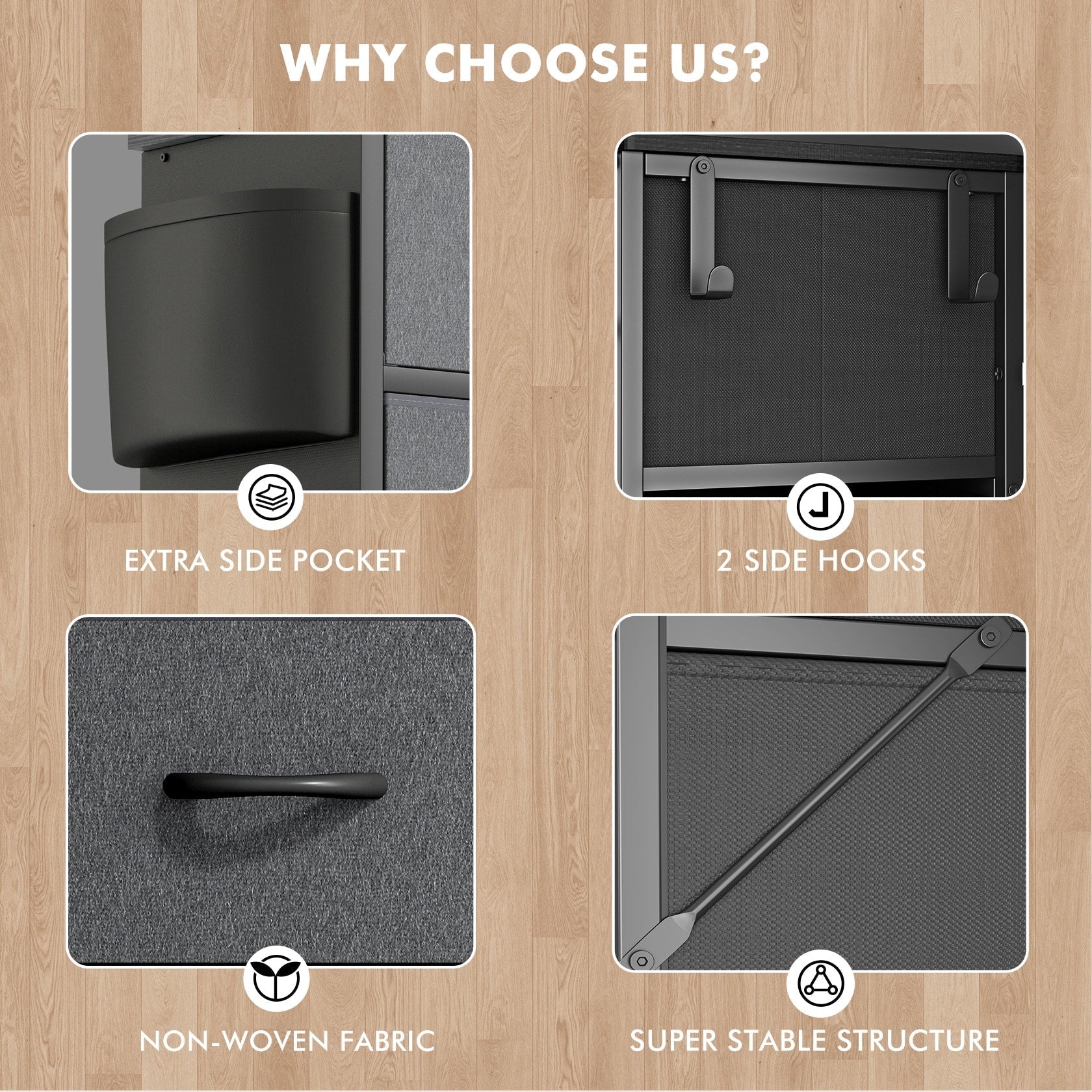 Commode haute en tissu à 12 tiroirs pour chambre à coucher