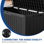 Coffre de terrasse verrouillable en résine résistante à l'eau, grande capacité (120-260 gallons).