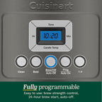 Cafetière programmable 14 tasses, carafe en verre, contrôle de l'intensité du café, réglage de 1 à 4 tasses, acier inoxydable noir