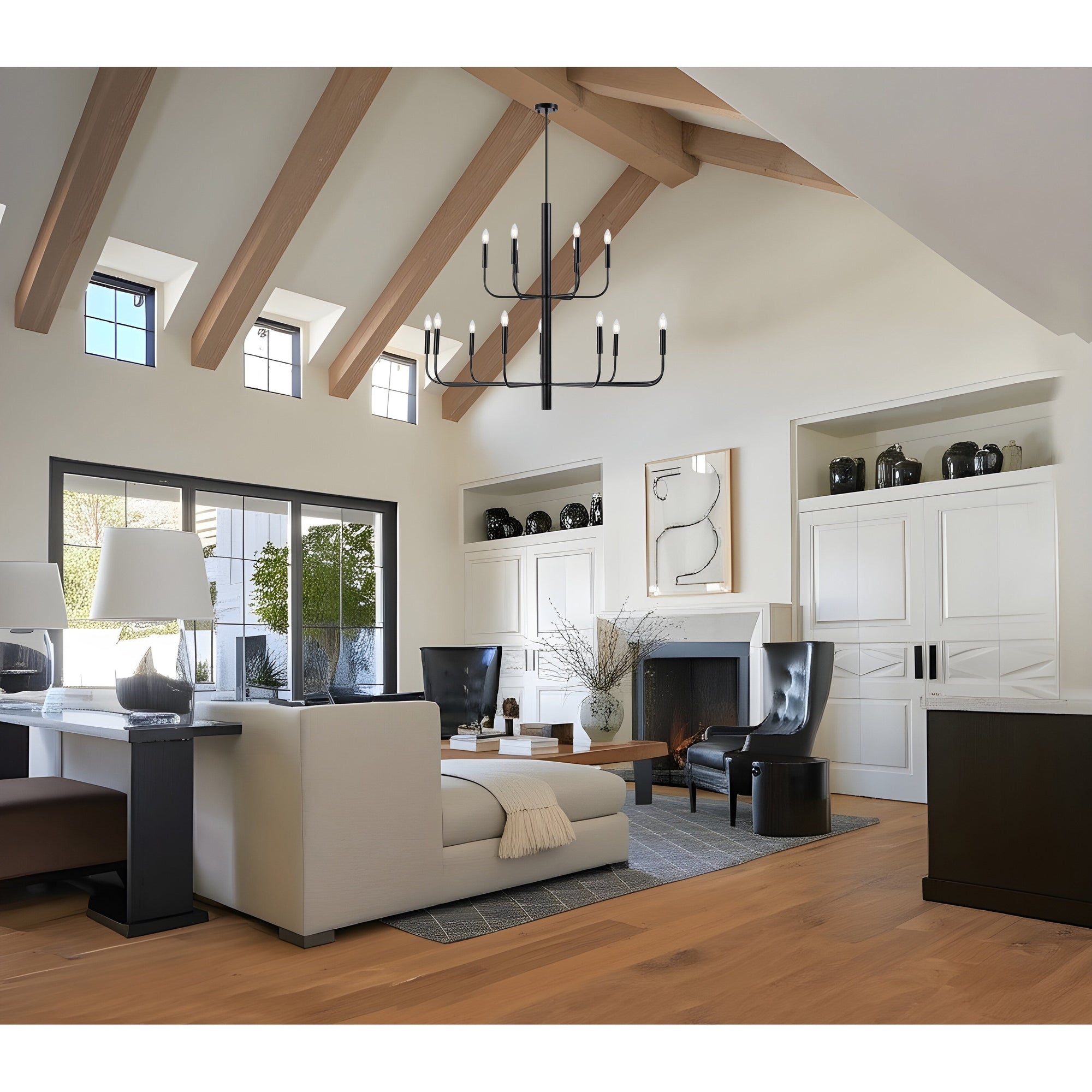 Lustre minimaliste à 15 lumières, style chandelier, 2 niveaux, design ancien - 48