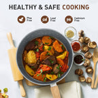 Ensemble de 17 pièces de batterie de cuisine en granit, comprenant casseroles et poêles antiadhésives