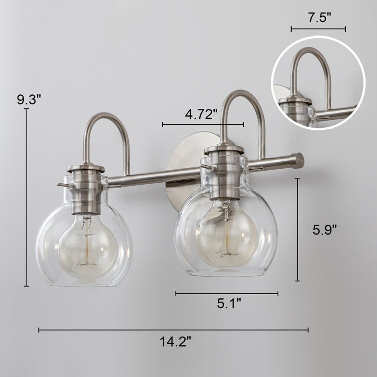 Applique murale 2/3 lumières pour meuble-lavabo avec abat-jour en verre
