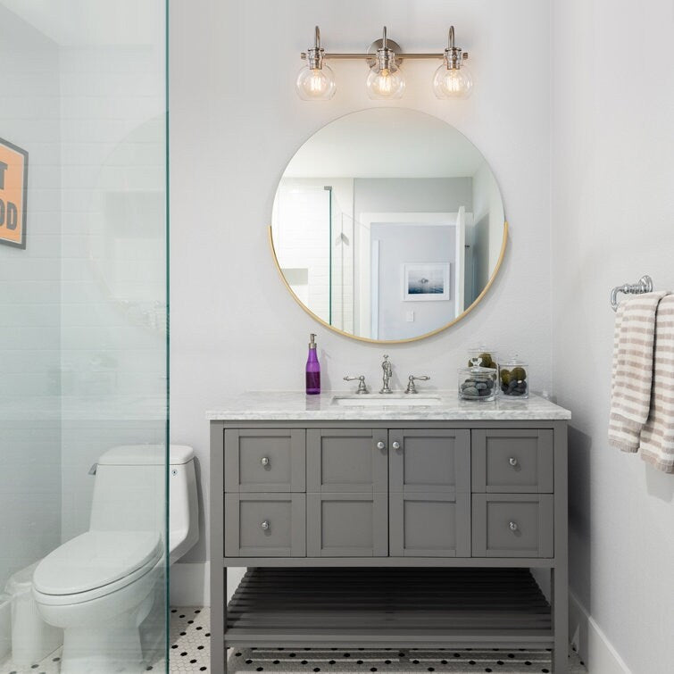 Applique murale 2/3 lumières pour meuble-lavabo avec abat-jour en verre