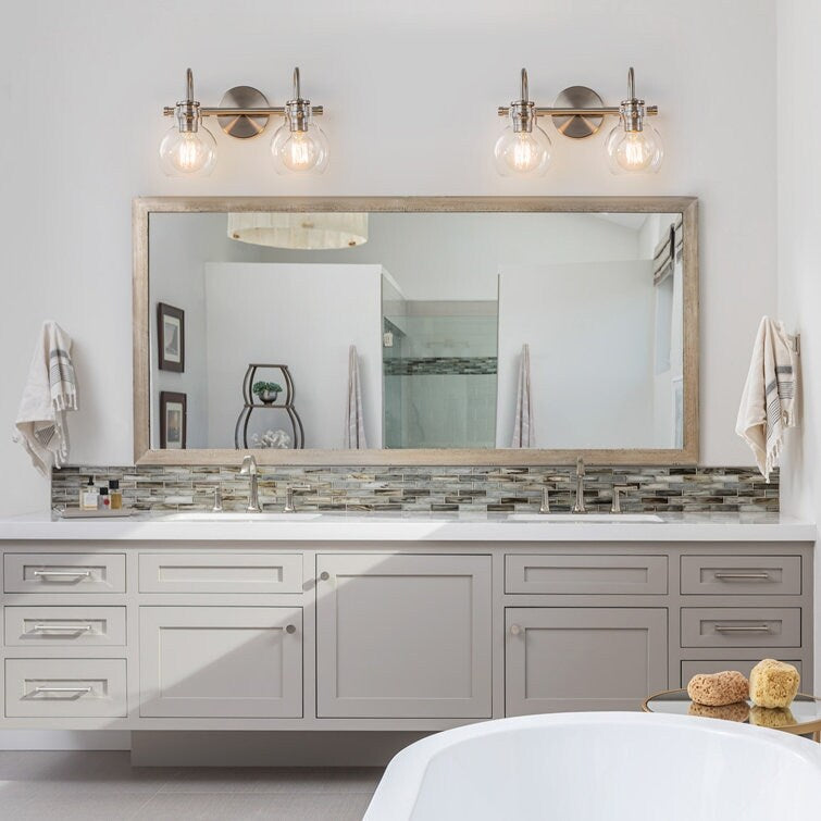 Applique murale 2/3 lumières pour meuble-lavabo avec abat-jour en verre