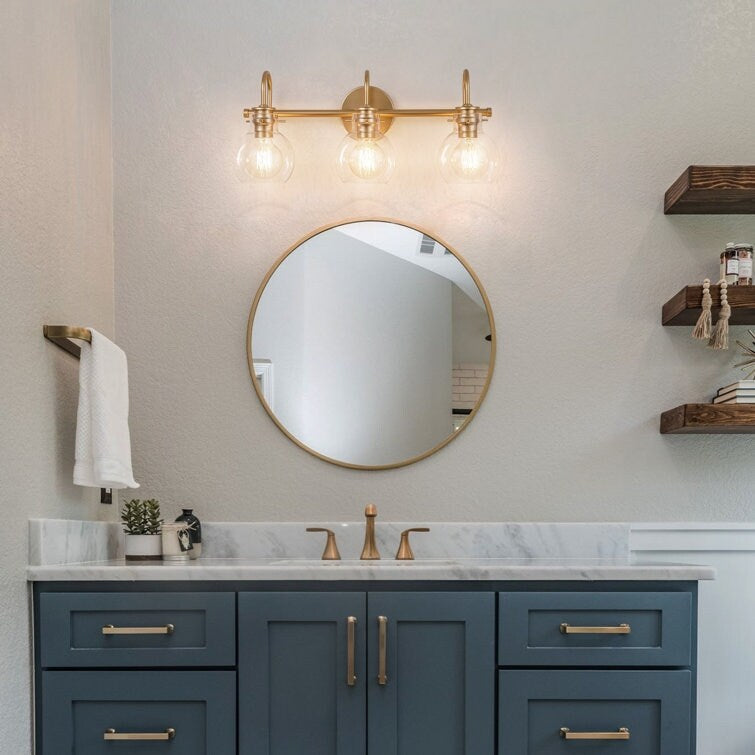 Applique murale 2/3 lumières pour meuble-lavabo avec abat-jour en verre