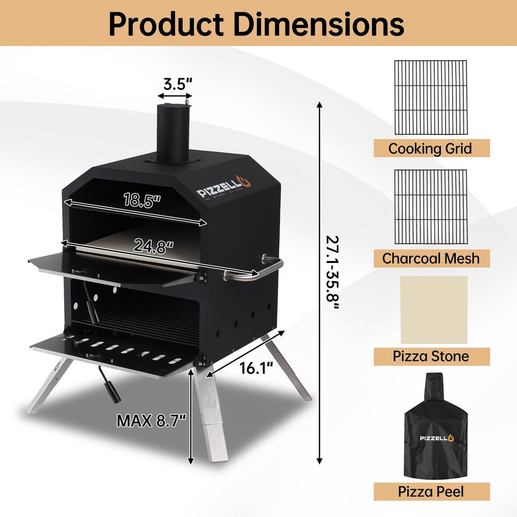 Four à pizza extérieur à 2 couches, 16 pouces, 16 pouces, pour le camping.