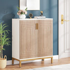 Meuble à chaussures pour 20 paires, 95 cm (37,4 pouces), meuble de rangement moderne avec portes, blanc et or