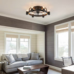 Ventilateur de plafond moderne de style ferme de 50 cm (20 po) avec éclairage LED encastré discret et télécommande pour salon