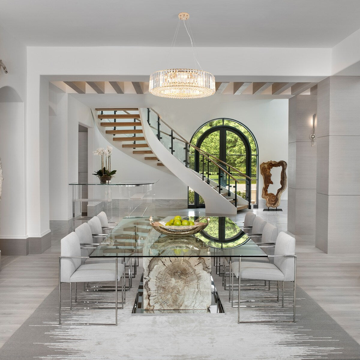 Lustre de style campagnard à 8 lumières de 63 cm (24,8 po), lustre en cristal, lustre tambour pour salle à manger, salon, chambre à coucher et cuisine