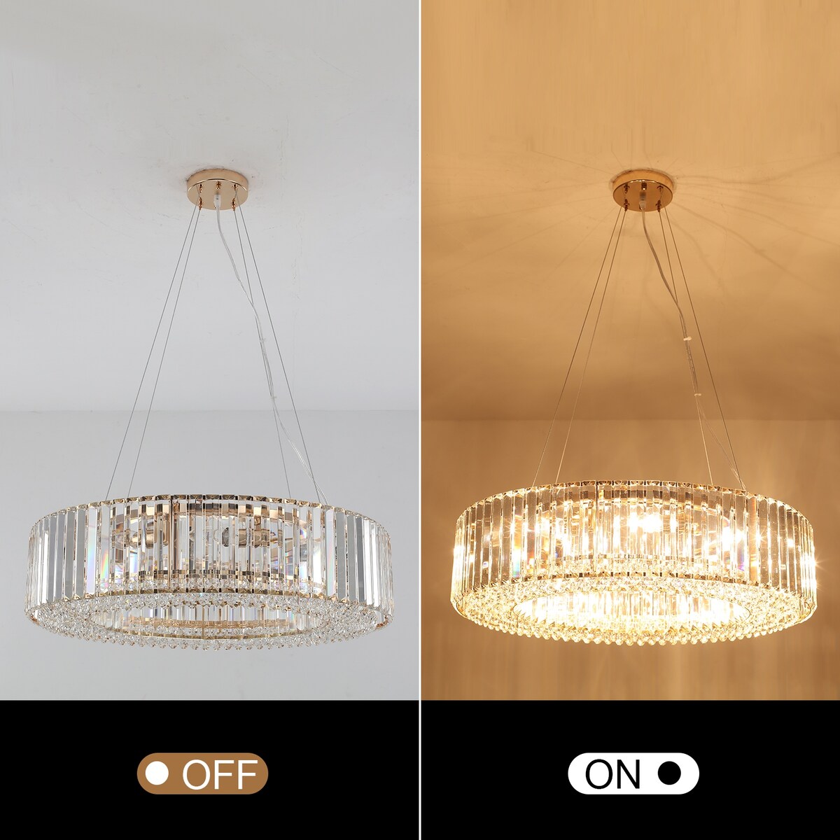 Lustre de style campagnard à 8 lumières de 63 cm (24,8 po), lustre en cristal, lustre tambour pour salle à manger, salon, chambre à coucher et cuisine