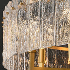 Lustre tambour moderne doré de 66 cm (26 po) en cristal, suspension glamour à 6 lumières avec variateur et verre dépoli, idéal pour îlot de cuisine ou salle à manger.