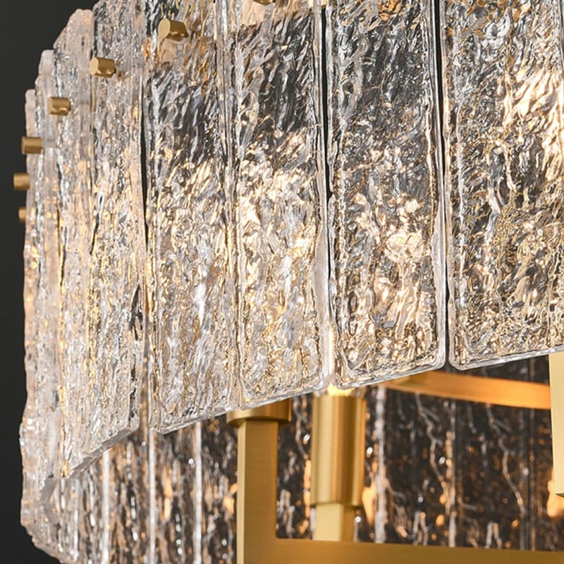 Lustre tambour moderne doré de 66 cm (26 po) en cristal, suspension glamour à 6 lumières avec variateur et verre dépoli, idéal pour îlot de cuisine ou salle à manger.