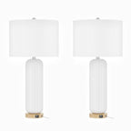 Lot de 2 lampes de table blanches USB en céramique de 28 pouces