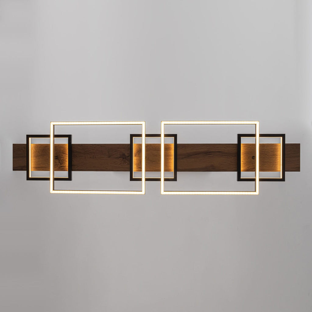 Lustre linéaire en bois à 3 ou 5 lumières LED intégrées, suspension pour îlot de cuisine