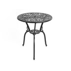 Ensemble table et chaises papillon d'extérieur en aluminium 3 pièces avec trou pour parasol