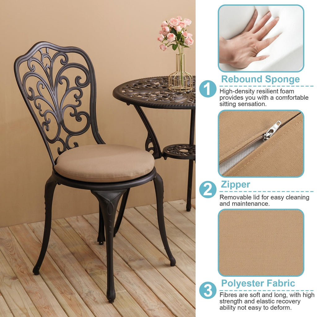 Ensemble table et chaises papillon d'extérieur en aluminium 3 pièces avec trou pour parasol