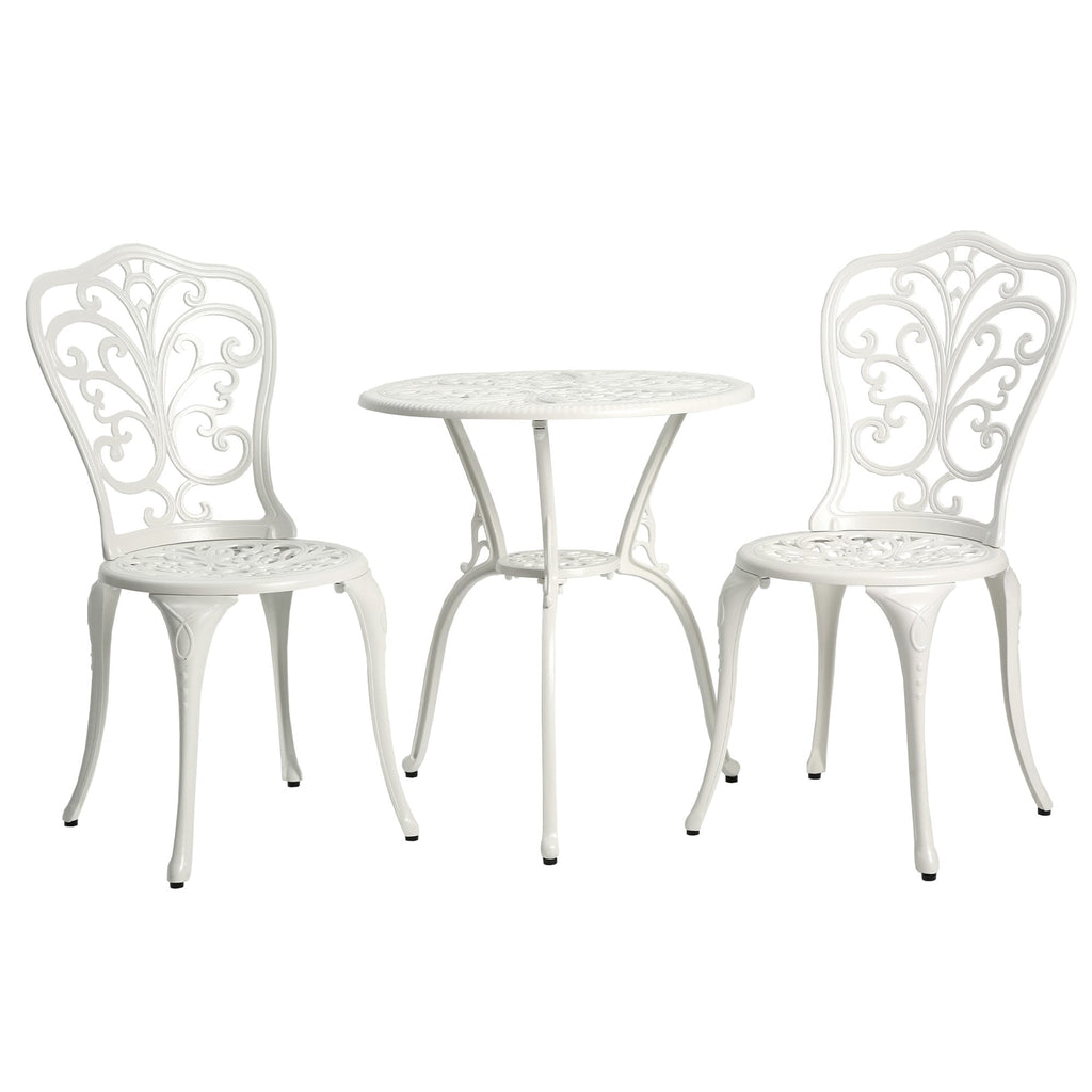 Ensemble table et chaises papillon d'extérieur en aluminium 3 pièces avec trou pour parasol