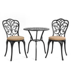 Ensemble table et chaises papillon d'extérieur en aluminium 3 pièces avec trou pour parasol