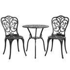 Ensemble table et chaises papillon d'extérieur en aluminium 3 pièces avec trou pour parasol