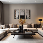 Ensemble de 3 miroirs muraux rectangulaires en métal noir - 31,9 cm (H) x 15,75 cm (L) x 0,75 cm (P)