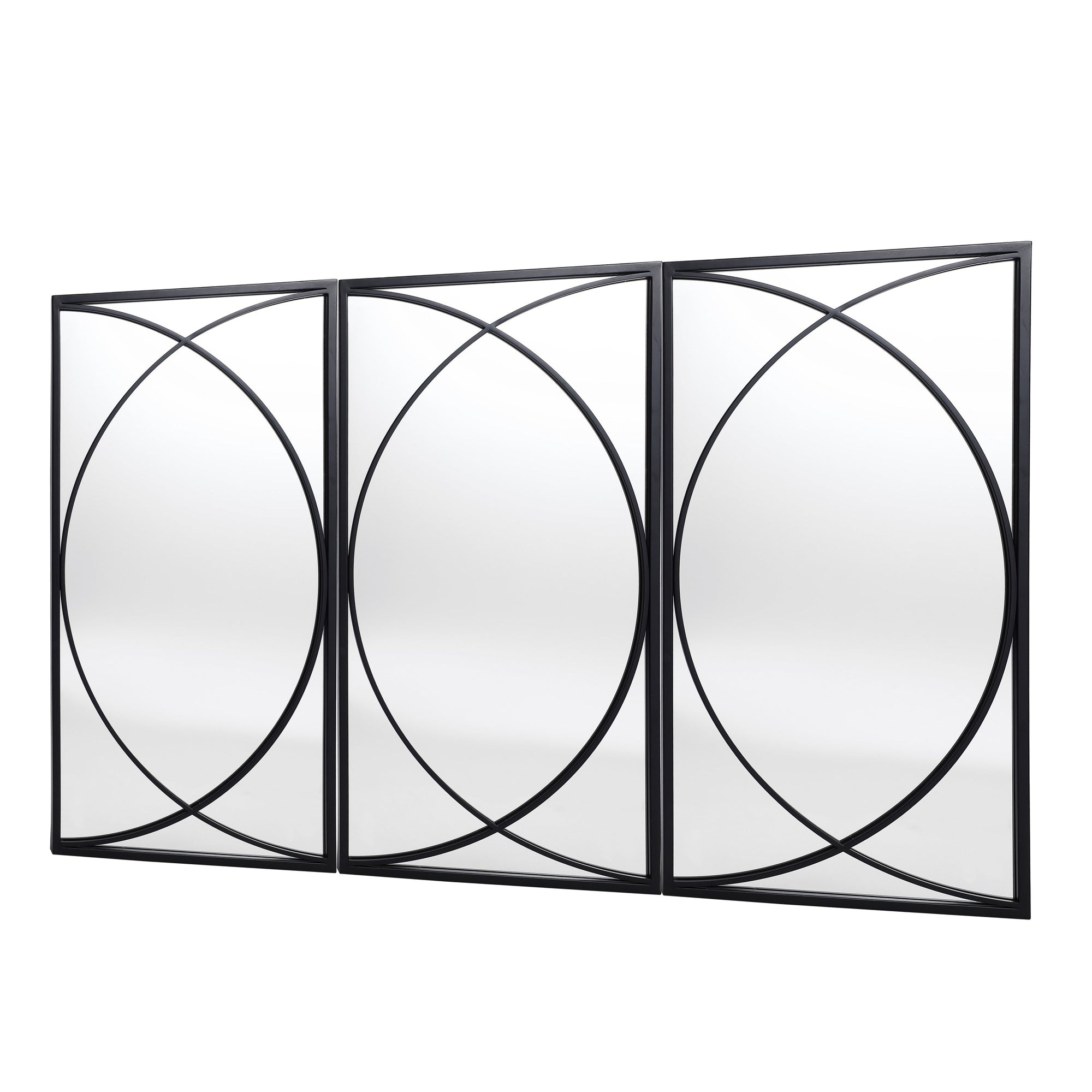 Ensemble de 3 miroirs muraux rectangulaires en métal noir - 31,9 cm (H) x 15,75 cm (L) x 0,75 cm (P)