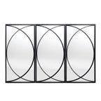 Ensemble de 3 miroirs muraux rectangulaires en métal noir - 31,9 cm (H) x 15,75 cm (L) x 0,75 cm (P)