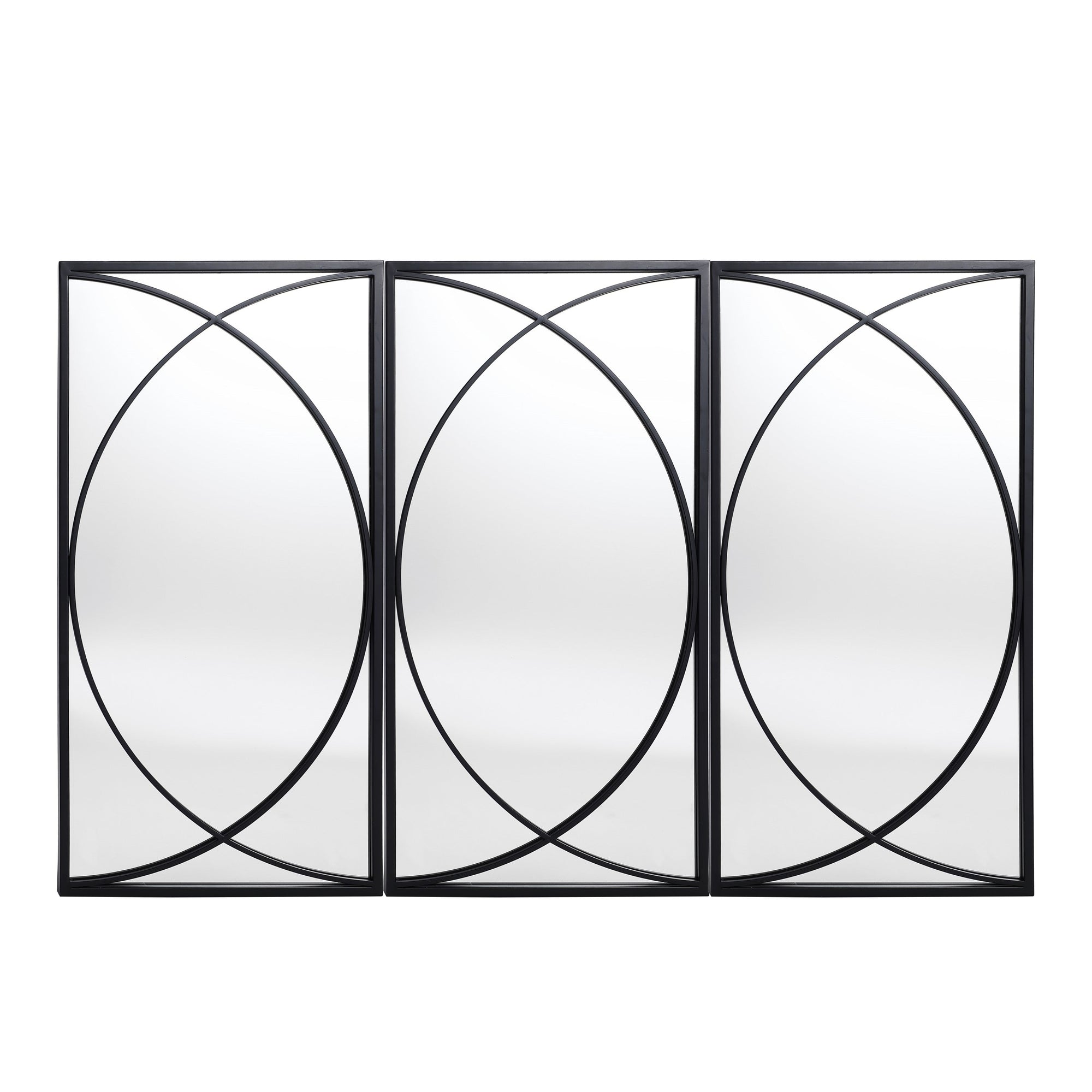 Ensemble de 3 miroirs muraux rectangulaires en métal noir - 31,9 cm (H) x 15,75 cm (L) x 0,75 cm (P)