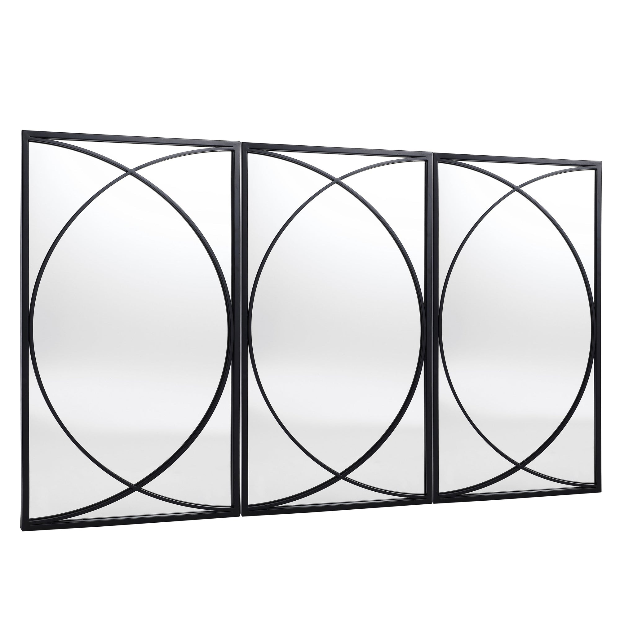Ensemble de 3 miroirs muraux rectangulaires en métal noir - 31,9 cm (H) x 15,75 cm (L) x 0,75 cm (P)