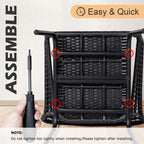 Ensemble bistro de conversation en résine tressée 3 pièces pour extérieur, mobilier de patio en rotin résistant aux intempéries avec coussins