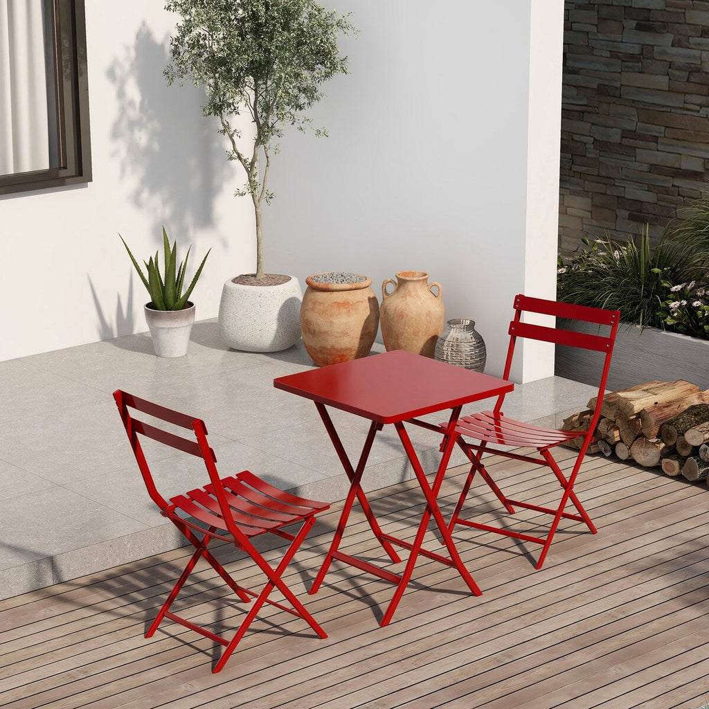 Ensemble bistro minimaliste 3 pièces pour patio : table carrée pliable et chaises