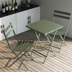 Ensemble bistro minimaliste 3 pièces pour patio : table carrée pliable et chaises