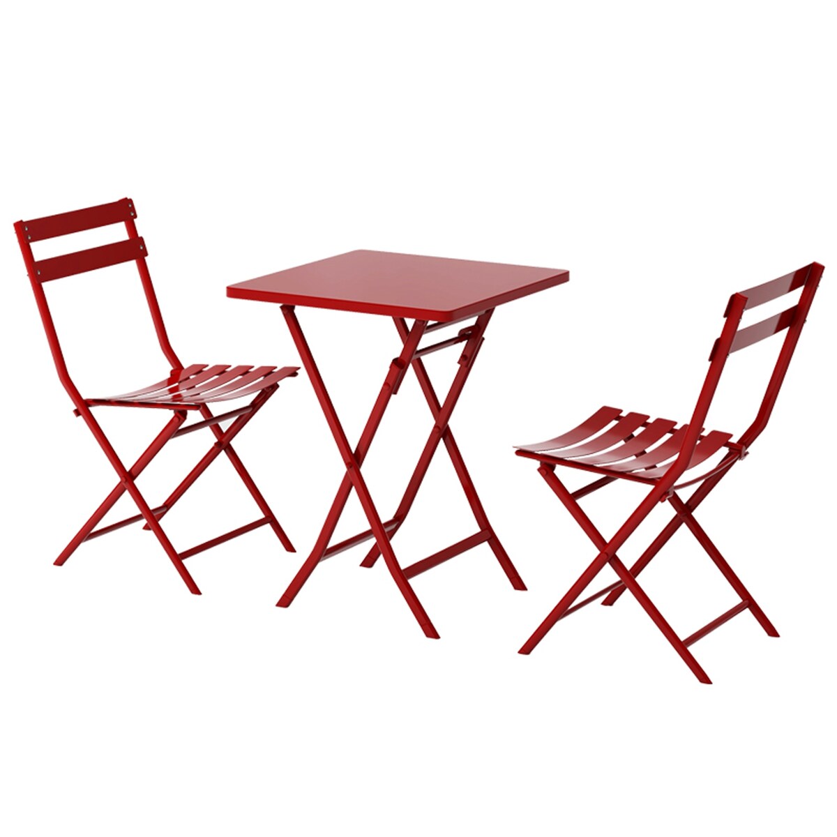 Ensemble bistro minimaliste 3 pièces pour patio : table carrée pliable et chaises