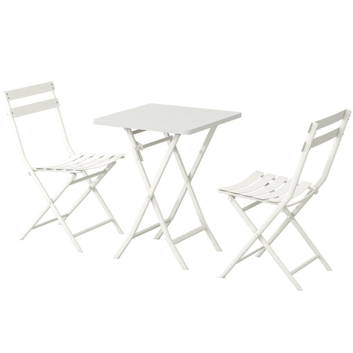 Ensemble bistro minimaliste 3 pièces pour patio : table carrée pliable et chaises