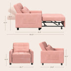 Canapé-lit convertible 3 en 1, avec fauteuil gigogne et lit pliant, idéal pour le salon.