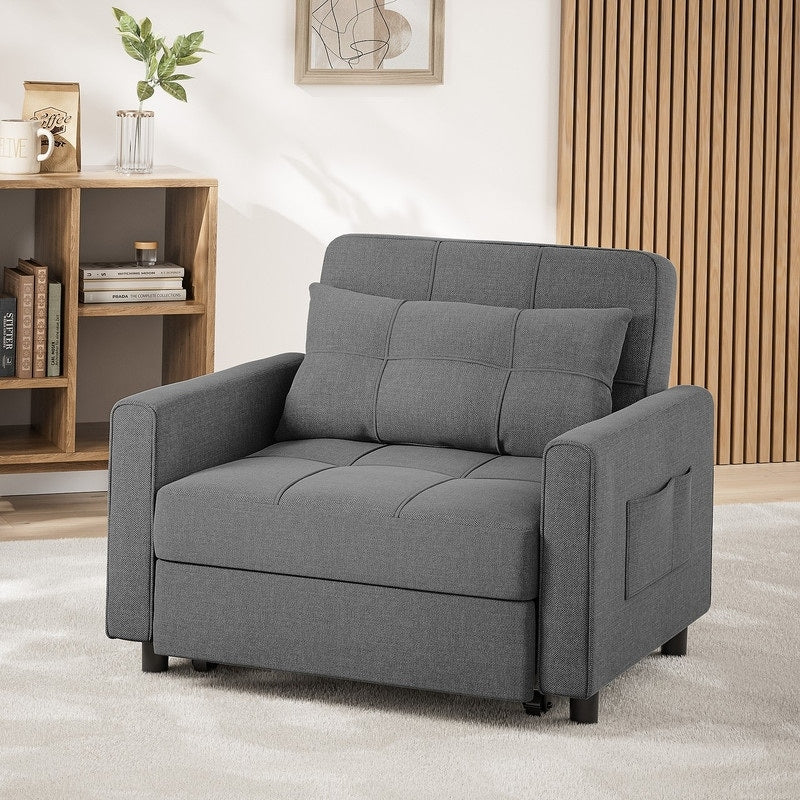 Canapé-lit convertible 3 en 1, avec fauteuil gigogne et lit pliant, idéal pour le salon.