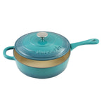 Sauteuse en fonte émaillée de 3,5 litres avec couvercle, coloris turquoise ombré