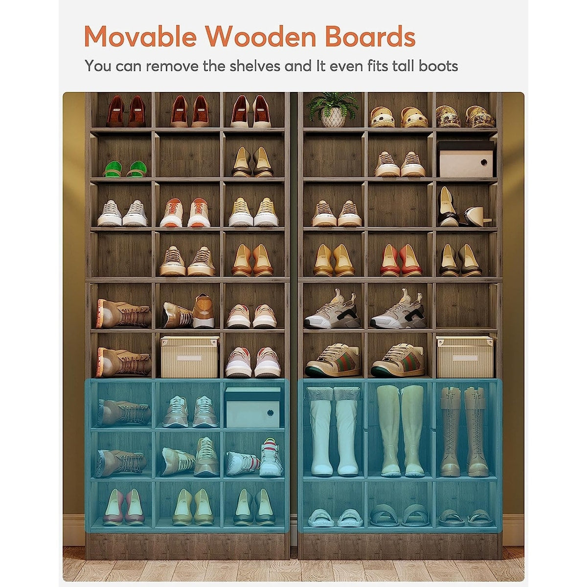 Armoire à chaussures haute pour 30 paires, étagère à chaussures en bois blanc à 10 niveaux pour placard ou entrée - 10 niveaux