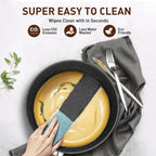 Ensemble de 30 pièces de batterie de cuisine en granit, comprenant casseroles et poêles antiadhésives.