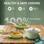 Ensemble de 30 pièces de batterie de cuisine en granit, comprenant casseroles et poêles antiadhésives.